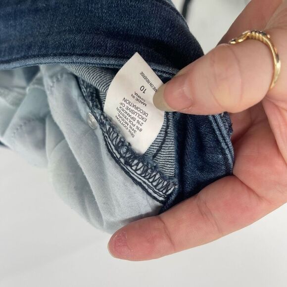 New York & Company patchwork boho stretch skinny jeans denim 10 EUC - Picture 9 of 11